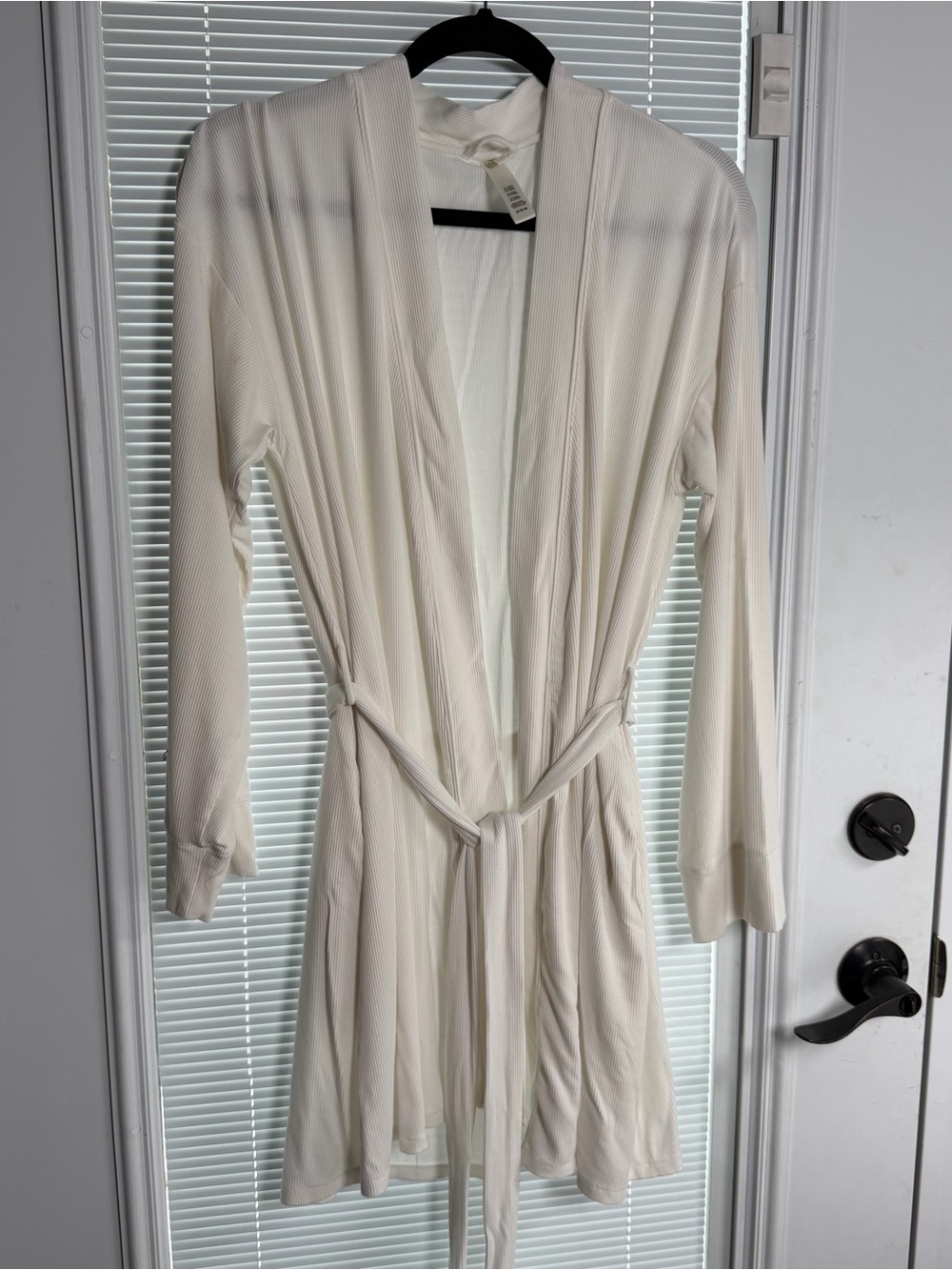 SKIMS Soft Lounge Ribbed Short Robe | White | Size M | Modal Spandex